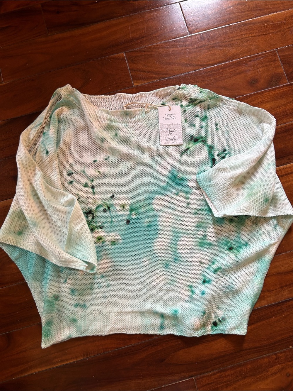 Lightweight Mint Tie-Dye Scoop Neck Sweater